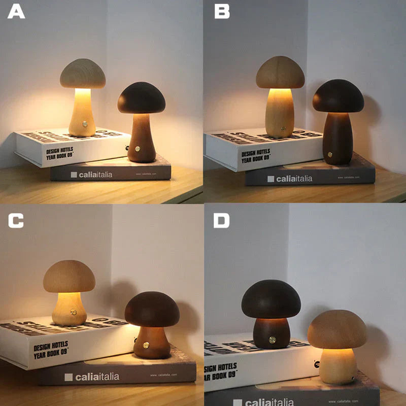 Wooden Mushroom LED Night Light - GlowShroom