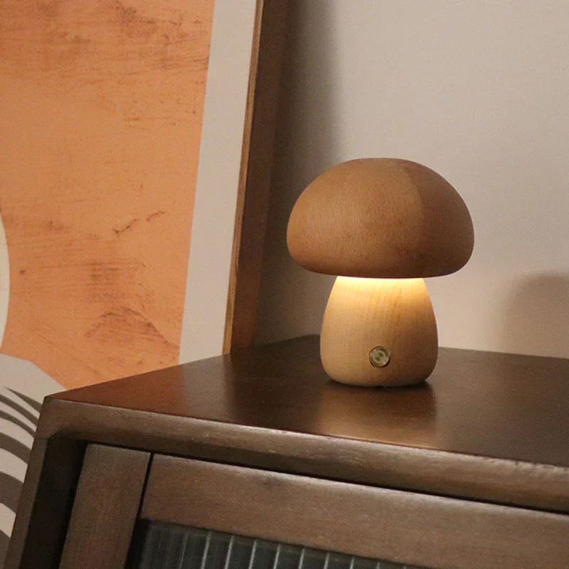 Wooden Mushroom LED Night Light - GlowShroom