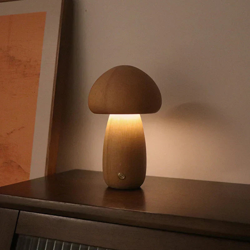 Wooden Mushroom LED Night Light - GlowShroom