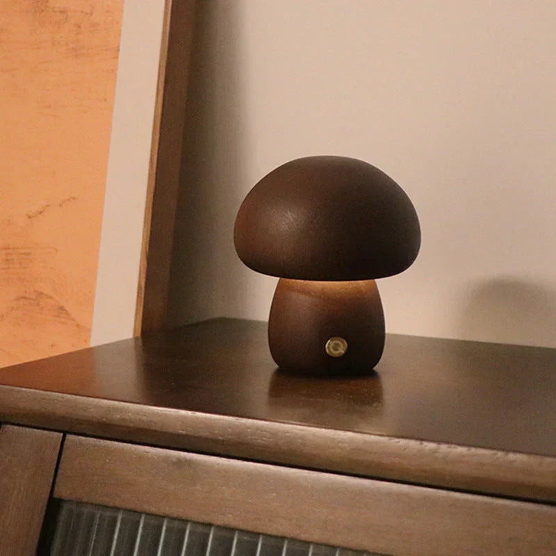 Wooden Mushroom LED Night Light - GlowShroom